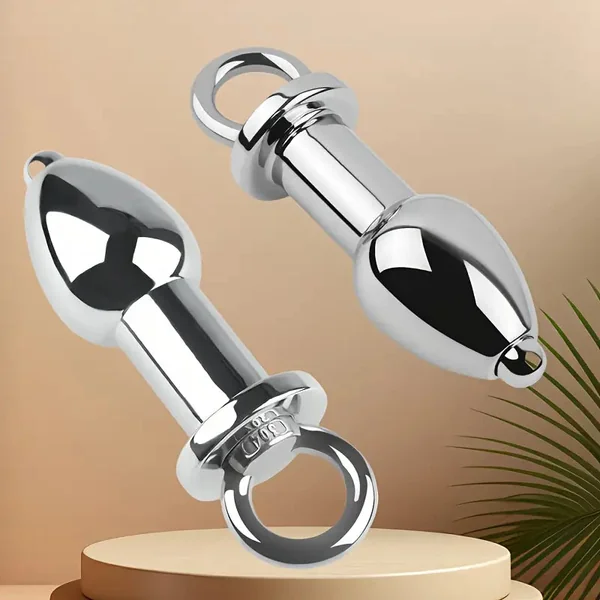 Through-hole Enema Metal Butt Plug With Removable Insert Anal Plug