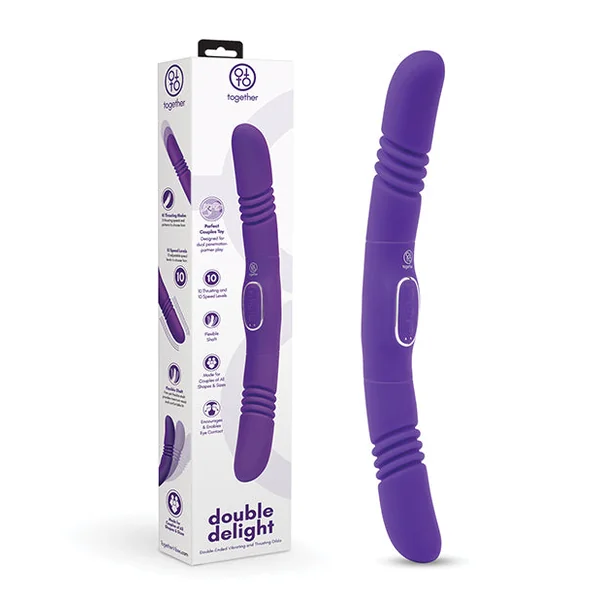Together Double Delight Double-Ended Vibrating & Thrusting Vibrator - Purple