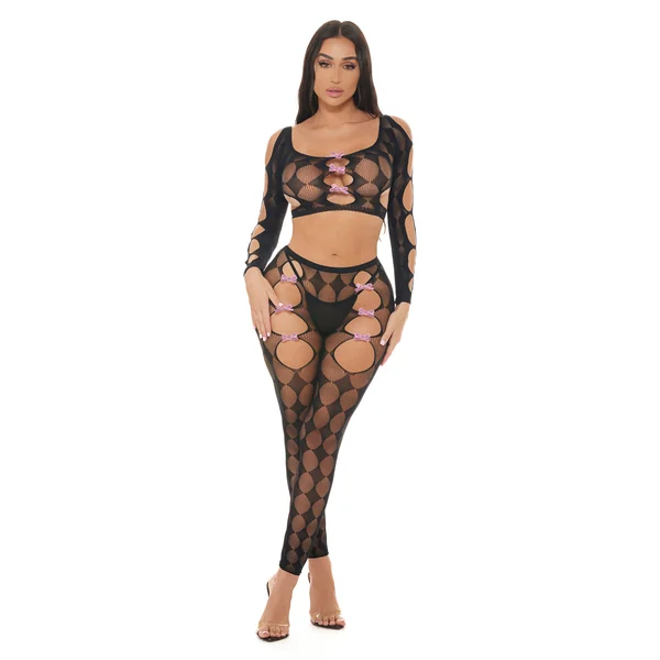 Tongue Twisted Crop Top and Leggings Black - Os
