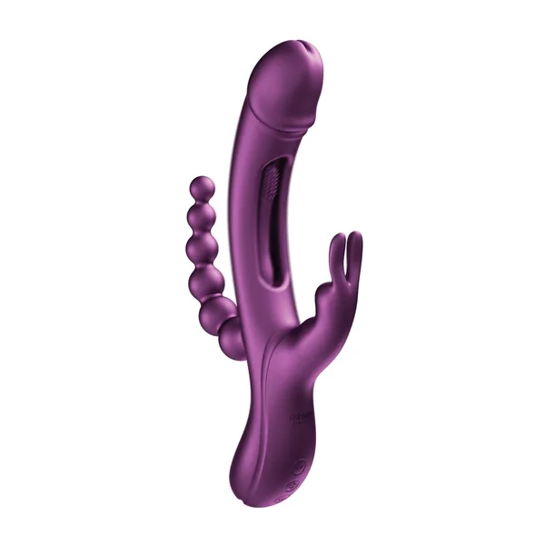 Trilux Kinky Finger Rabbit Vibrator w/ Anal Beads – Purple
