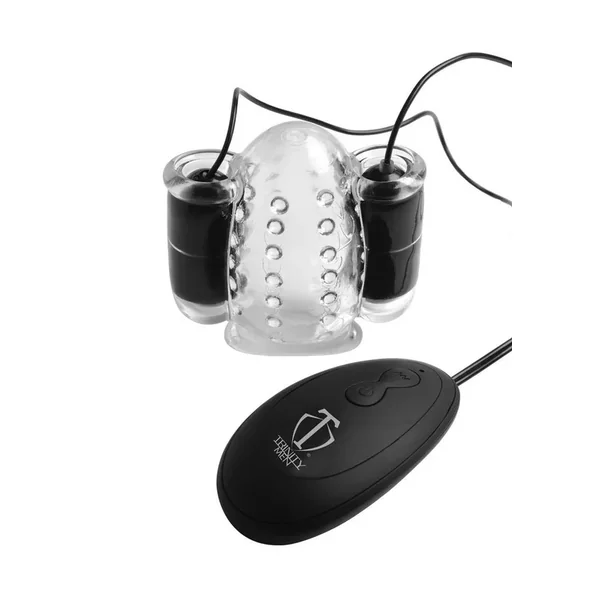 Trinity Men 20X Dual Vibrating Cock Teaser – Clear