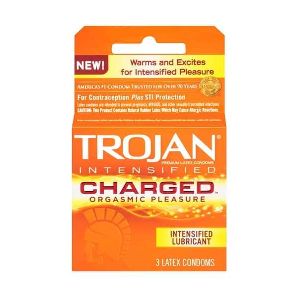 Trojan Intensified Charged Orgasmic Pleasure Condoms - 3 Pack
