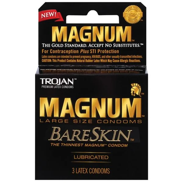 Trojan Magnum Bareskin Condoms - Large - 3 & 12 Packs