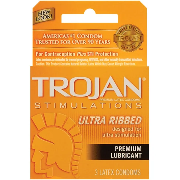 Trojan Ultra Ribbed Condoms - Box Of 3