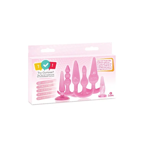 Try Curious 6 Piece Anal Plug Kit – Pink