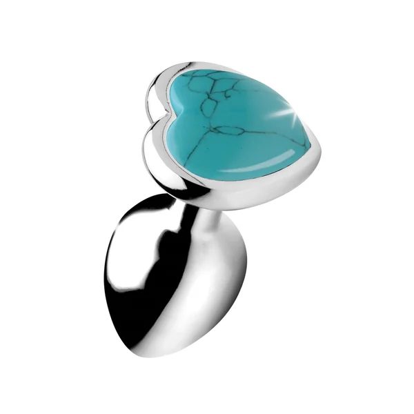 Turquoise Heart Anal Plug - Medium