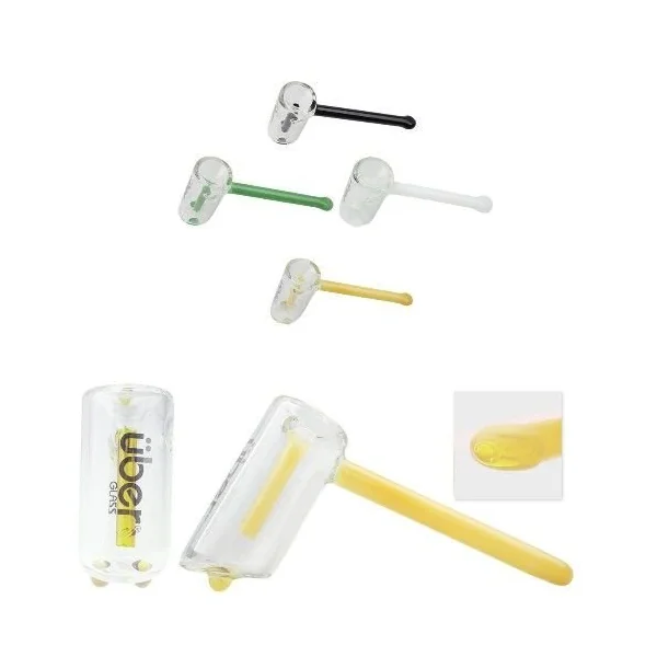 Uber Glass 6in Hammer Bubbler W/Flat Mouthpiece Assorted Colors