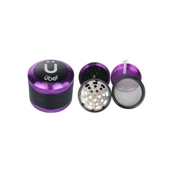 Uber Grinder 3.0 2.5in 4pc CNC W/Screen Purple
