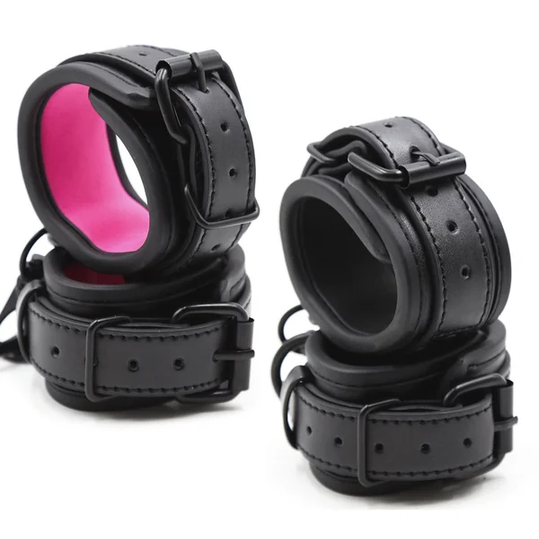 Upgraded BDSM PU Leather Handcuffs Adjustable Cuffs Sex Toy for Couples