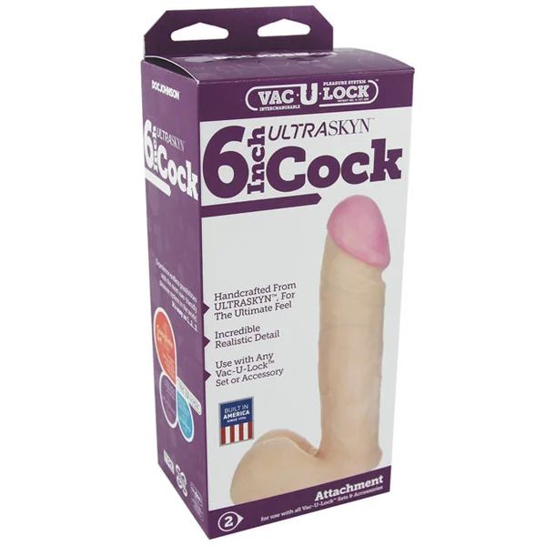 Vac-u-lock 6" Ultraskyn Cock & Balls Attch. - White