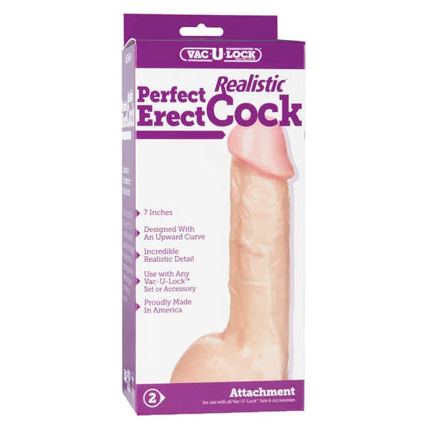 Vac-u-lock 7" Perfect Realistic Cock - White