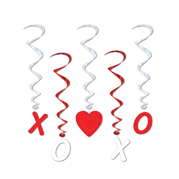 Valentines X's & O's Whirls - Red-white