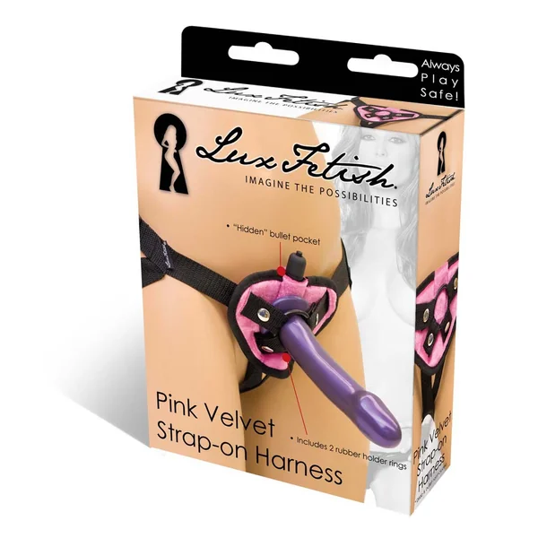 VELVET KNIT STRAP ON HARNESS PINK