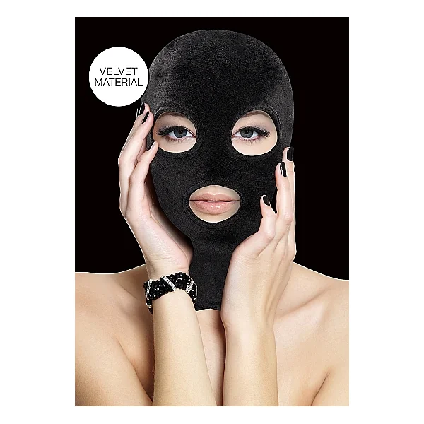 VELVET & VELCRO MASK W/ MOUTH & EYE OPENING BLACK