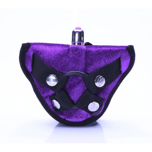 VELVET VIBRATING HARNESS PURPLE