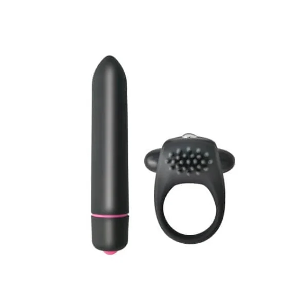 Vibrating Cockring and 10 Function Bullet Couples Kit