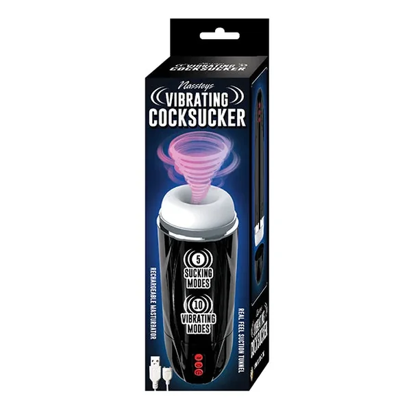 Vibrating Cocksucker Rechargeable Masturbator – Black