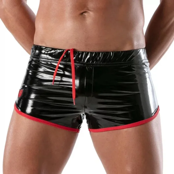 Vinyl Fetish Shorts Black/Red – Size : XL