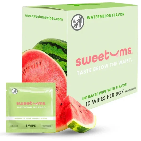 Watermelon Flavored Intimate pH Balanced Wipes - Box of 10