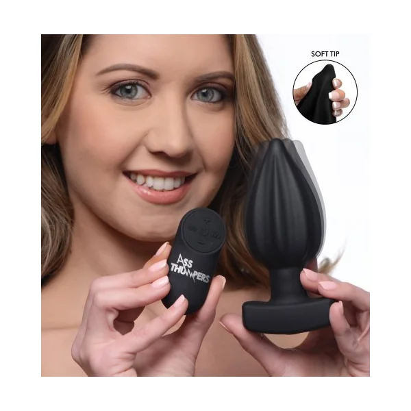 (WD) ASS THUMPERS RIBBED VIBRA ANAL PLUG W/ REMOTE