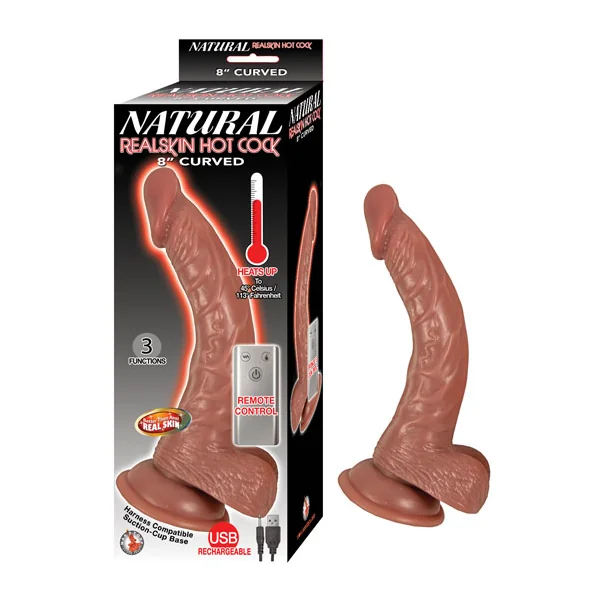 (WD) NATURAL REALSKIN HOT COCK CURVED 8IN BROWN