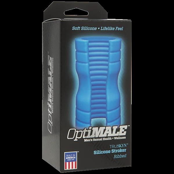 (WD) OPTIMALE SILICONE STROKER RIBBED BLUE