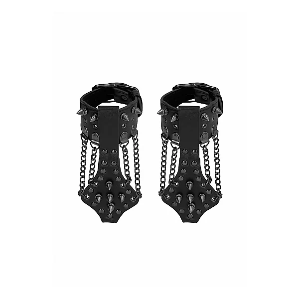 (WD) OUCH! SKULLS & BONES H W/ SPIKES & CHAINS BLACK
