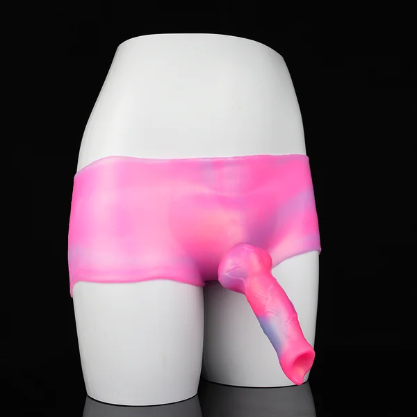 Wearable Strap-on Dildo Panties - Pink Knotted Dildos Box Brief Sex Toys for Women Lesbian