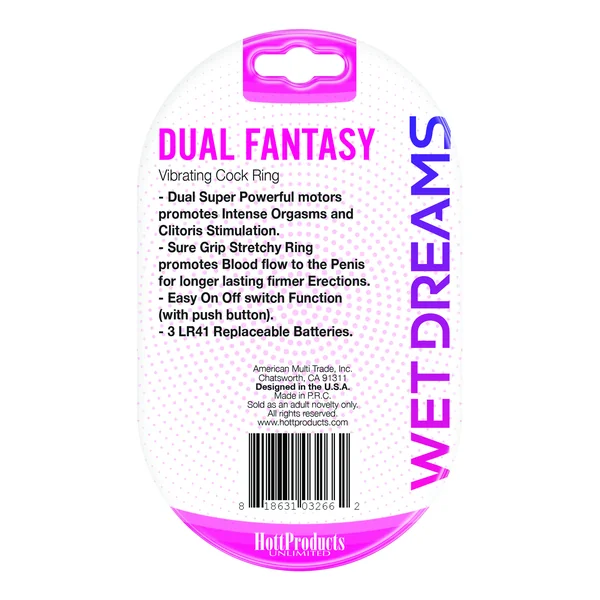 WET DREAMS DUAL FANTASY DUAL COCK RING W/ DUAL MOTORS