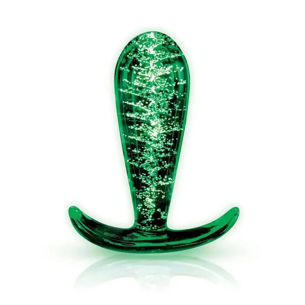 Whipsmart Glow in the Dark Glass Butt Plug with Curved Base
