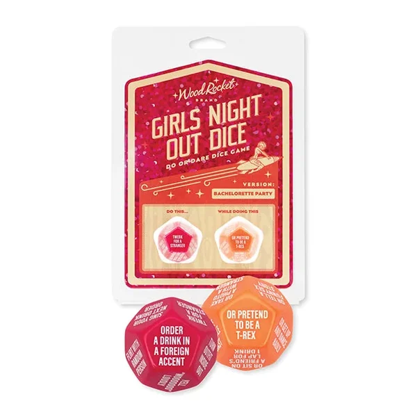 Wood Rocket Girls Night Out Do or Dare Dice Game – Red