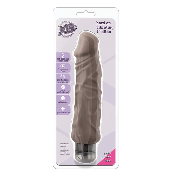 X5 Plus Realistic Brown 9.25-Inch Long Vibrating Dildo