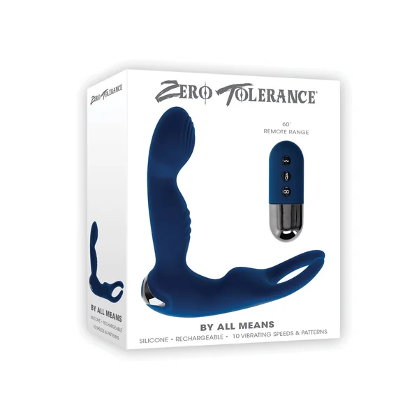 Zero Tolerance By All Means Prostate Vibrator w/Remote Control - Blue