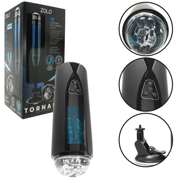Zolo Tornado Rechargeable Rotating Automated Male Masturbator – Black
