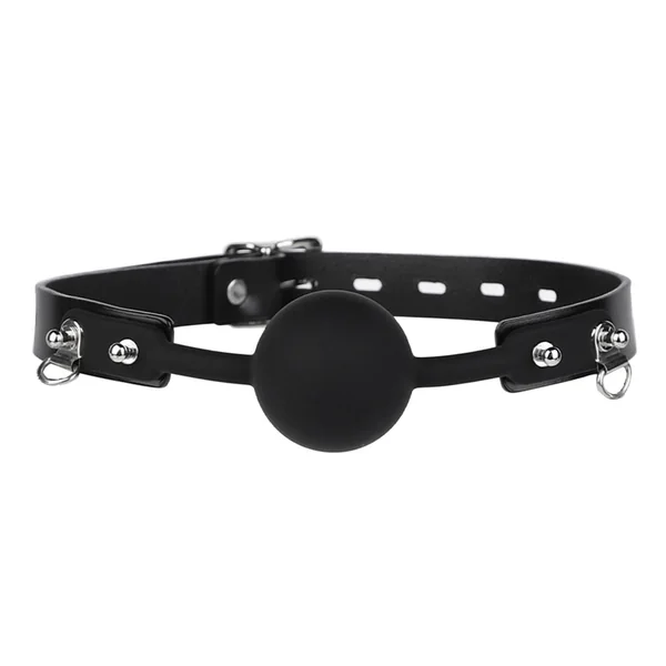ZYL Lockable Genuine Leather & Solid Silicone Ball Gag
